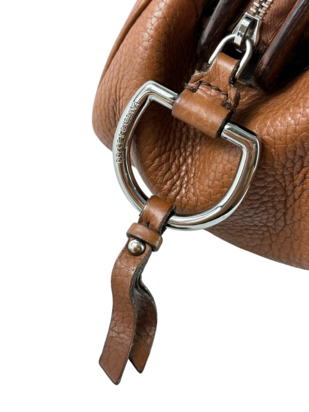 DOLCE & GABBANA Leopard Print Canvas and Brown Leather Satchel Bag Made in Italy - Picture 10 of 15